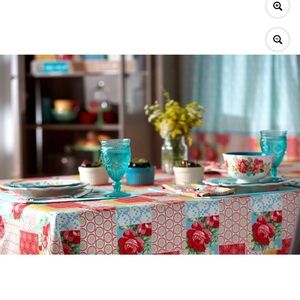 Pioneer Woman Patchwork Oblong Fabric Tablecloth 52 X 70 Country Chic Farmhouse